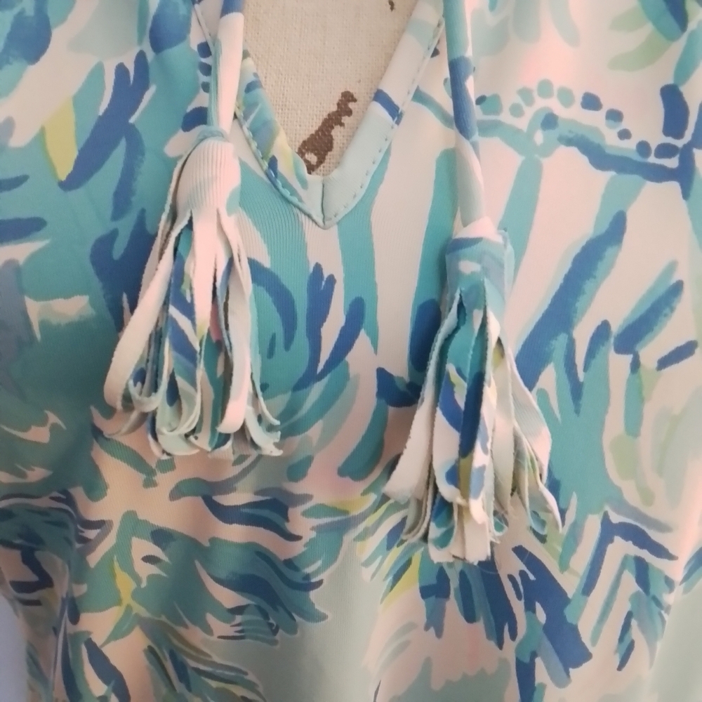 Lilly Pulitzer Johana Cover-Up Shift Dress Blue Ibiza Cabana Cocktail - L - Picture 11 of 15